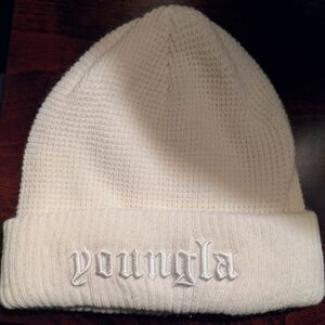 YoungLA White Knit Beanie NEW